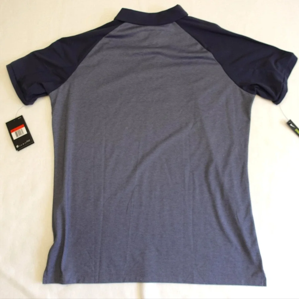 Nike Dri-FIT Golf Polo Shirt Mens Large Blue Geometric Performance Top Logo